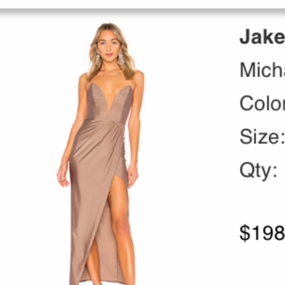 Shimmery gold formal gown.